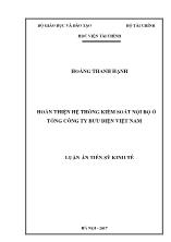Luận án Hoàn thiện hệ thống kiểm soát nội bộ ở Tổng công ty Bưu điện Việt Nam