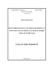 Luận án Hoàn thiện kế toán các khoản dự phòng và tổn thất tài sản trong các doanh nghiệp xây lắp ở Việt Nam