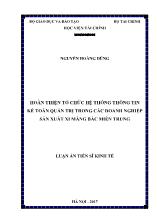 Luận án Hoàn thiện tổ chức hệ thống thông tin kế toán quản trị trong các doanh nghiệp sản xuất xi măng Bắc miền Trung