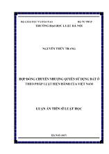 Luận án Hợp đồng chuyển nhượng quyền sử dụng đất ở theo pháp luật hiện hành của Việt Nam