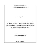 Luận án Kế toán thu chi và kết quả hoạt động tại các trường đại học công lập đào tạo nhóm ngành kỹ thuật công nghệ ở Việt Nam - Trần Thị Thắm