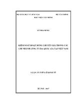 Luận án Kiểm soát hoạt động chuyển giá trong các chi nhánh công ty đa quốc gia tại Việt Nam