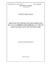 Luận án Kiểm toán ước tính kế toán trong kiểm toán báo cáo tài chính doanh nghiệp do các công ty kiểm toán độc lập ở Việt Nam thực hiện