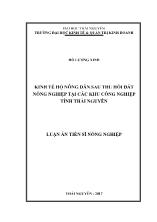 Luận án Kinh tế hộ nông dân sau thu hồi đất nông nghiệp tại các khu công nghiệp tỉnh Thái Nguyên