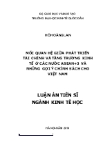 Luận án Mối quan hệ giữa phát triển tài chính và tầng trưởng kinh tế ở các nước Asean+3 và những gợi ý chính sách cho Việt Nam