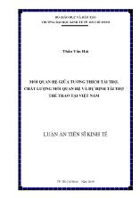 Luận án Mối quan hệ giữa tương thích tài trợ, chất lượng mối quan hệ và dự định tài trợ thể thao tại Việt Nam