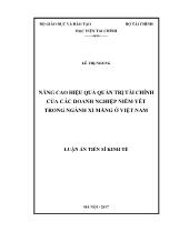 Luận án Nâng cao hiệu quả quản trị tài chính của các doanh nghiệp niêm yết trong ngành xi măng ở Việt Nam