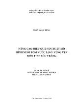 Luận án Nâng cao hiệu quả sản xuất mô hình nuôi tôm nước lợ ở vùng ven biển tỉnh Sóc Trăng