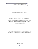 Luận án Nghiên cứu các nhân tố ảnh hưởng đến áp dụng chuẩn mực kế toán Việt Nam - Trường hợp doanh nghiệp nhỏ và vừa tiểu vùng Tây Bắc