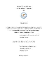 Luận án Nghiên cứu các nhân tố ảnh hưởng đến hoạt động của chuỗi cung ứng tại các doanh nghiệp kinh doanh bán lẻ Việt Nam