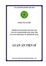 Luận án Nghiên cứu giải pháp vượt rào cản của các doanh nghiệp xuất khẩu tôm và cá da trơn sang thị trường Mỹ và EU