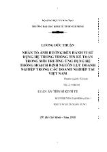 Luận án Nhân tố ảnh hưởng đến hành vi sử dụng hệ thống thông tin kế toán trong môi trường ứng dụng hệ thống hoạch định nguồn lực doanh nghiệp trong các doanh nghiệp tại Việt Nam