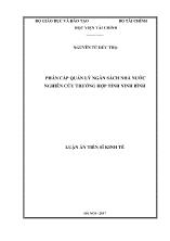 Luận án Phân cấp quản lý ngân sách nhà nước nghiên cứu trường hợp tỉnh Ninh Bình