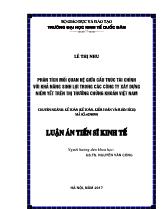 Luận án Phân tích mối quan hệ giữa cấu trúc tài chính với khả năng sinh lợi trong các công ty xây dựng niêm yết trên thị trường chứng khoán Việt Nam