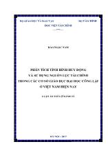 Luận án Phân tích tình hình huy động và sử dụng nguồn lực tài chính trong các cơ sở giáo dục đại học công lập ở Việt Nam hiện nay