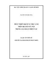 Luận án Phát triển dịch vụ việc làm trên địa bàn Hà Nội trong giai đoạn hiện nay