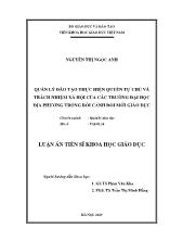 Luận án Quản lý đào tạo thực hiện quyền tự chủ và trách nhiệm xã hội của các trường đại học địa phương trong bối cảnh đổi mới giáo dục