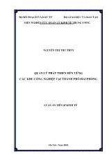 Luận án Quản lý phát triển bền vững các khu công nghiệp tại thành phố Hải Phòng