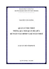 Luận án Quản lý thu thuế thông qua mối quan hệ giữa kế toán tài chính và kế toán thuế