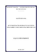 Luận án Quản trị rủi ro thanh khoản tại Ngân hàng Nông nghiệp và Phát triển nông thôn Việt Nam