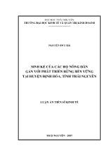 Luận án Sinh kế của các hộ nông dân gắn với phát triển rừng bền vững tại huyện Định Hóa, tỉnh Thái Nguyên