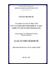 Luận án Tác động của đầu tư trực tiếp nước ngoài đến phát triển kinh tế - xã hội: Nghiên cứu trường hợp tỉnh Hải Dương