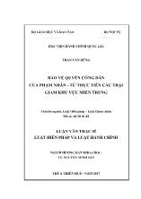 Luận văn Bảo vệ quyền công dân của phạm nhân - Từ thực tiễn các trại giam khu vực miền Trung