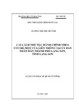 Luận văn Cải cách thủ tục hành chính theo cơ chế một cửa liên thông tại Ủy ban nhân dân thành phố Lạng Sơn, tỉnh Lạng Sơn