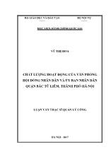 Luận văn Chất lượng hoạt động của văn phòng hội đồng nhân dân và Ủy ban nhân dân quận Bắc Từ Liêm, thành phố Hà Nội