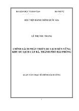 Luận văn Chính sách phát triển du lịch bền vững khu du lịch Cát Bà, thành phố Hải Phòng