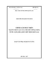 Luận văn Chính sách phát triển nguồn nhân lực của thủ đô Viêng Chăn, nước Cộng hòa Dân chủ Nhân dân Lào (Bản đầy đủ)