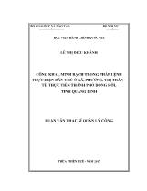 Luận văn Công khai, minh bạch trong pháp lệnh thực hiện dân chủ ở xã, phường, thị trấn – Từ thực tiễn thành phố Đồng Hới, tỉnh Quảng Bình