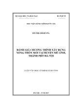 Luận văn Đánh giá chương trình xây dựng nông thôn mới tại huyện Mê Linh, thành phố Hà Nội