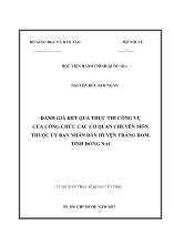 Luận văn Đánh giá kết quả thực thi công vụ của công chức các cơ quan chuyên môn thuộc ủy ban nhân dân huyện Trảng Bom, tỉnh Đồng Nai