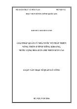 Luận văn Giải pháp quản lý nhà nước về phát triển nông thôn ở tỉnh Xiêng Khoảng, nước Cộng hòa Dân chủ Nhân dân Lào