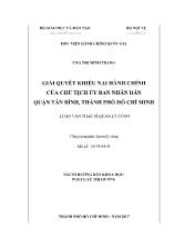 Luận văn Giải quyết khiếu nại hành chính của chủ tịch Ủy ban nhân dân quận Tân Bình, thành phố Hồ Chí Minh