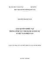 Luận văn Giải quyết khiếu nại trong lĩnh vực thi hành án dân sự ở Việt Nam hiện nay