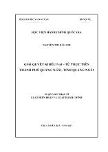 Luận văn Giải quyết khiếu nại - Từ thực tiễn thành phố Quảng Ngãi, tỉnh Quảng Ngãi