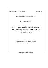 Luận văn Giải quyết khiếu nại về đất đai của chủ tịch ủy ban nhân dân tỉnh Tây Ninh