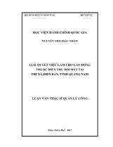 Luận văn Giải quyết việc làm cho lao động thuộc diện thu hồi đất tại thị xã Điện Bàn, tỉnh Quảng Nam