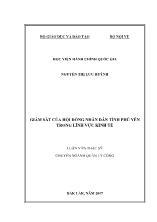 Luận văn Giám sát của hội đồng nhân dân tỉnh Phú Yên trong lĩnh vực kinh tế