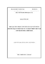 Luận văn Hiệu quả huy động vốn tiền gửi tại Ngân hàng Thương mại cổ phần Đầu tư và Phát triển Việt Nam chi nhánh Thừa Thiên Huế