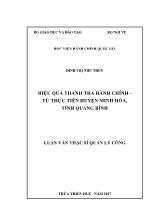 Luận văn Hiệu quả thanh tra hành chính - Từ thực tiễn huyện Minh Hóa, tỉnh Quảng Bình