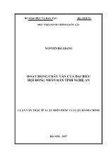 Luận văn Hoạt động chất vấn của đại biểu hội đồng nhân dân tỉnh Nghệ An