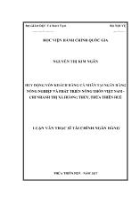 Luận văn Huy động vốn khách hàng cá nhân tại Ngân hàng Nông nghiệp và Phát triển nông thôn Việt Nam - Chi nhánh thị xã Hương Thủy, Thừa Thiên Huế