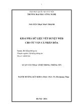 Luận văn Khai phá dữ liệu vết duyệt web cho tư vấn cá nhân hóa