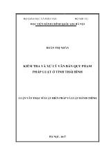 Luận văn Kiểm tra và xử lý văn bản quy phạm pháp luật ở tỉnh Thái Bình