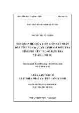 Luận văn Mối quan hệ giữa viện kiểm sát nhân dân tỉnh và cơ quan cảnh sát điều tra tỉnh Phú Yên trong điều tra vụ án hình sự