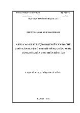 Luận văn Nâng cao chất lượng đội ngũ cán bộ chủ chốt cấp huyện ở thủ đô Viêng Chăn, nước Cộng hòa Dân chủ Nhân dân Lào