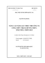 Luận văn Nâng cao năng lực thực thi công vụ công chức thị xã Hương Thủy, tỉnh Thừa Thiên Huế